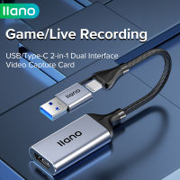 LLANO 2 In 1 Usb/ Type-C การ์ดจับภาพวิดีโอเกม Live สตรีมมิ่งอุปกรณ์บันทึกวิดีโอสะสม1080P 4K HDMI เป็น USB Type-C อุปกรณ์บันทึกสำหรับการถ่ายทอดสดการประชุมกล้องเกมกระจายเสียง