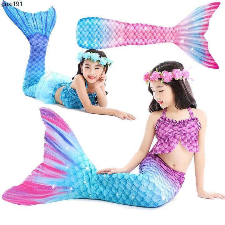 Girls Mermaid Tail Swimsuit Children Ariel The Little Mermaid Costume 