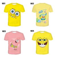 2023 Newmen และผู้หญิง SpongeBob Patrick Star ฤดูร้อนแขนสั้น3D พิมพ์เสื้อยืดลำลอง TOP