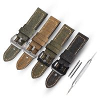 Handmade Canvas Leather Watchband 20 22 24 26MM Suitable For PAM111 441 Outdoor Military Watch Mens Bracelet  Green Black Brown Furniture Protectors