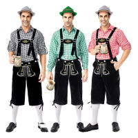 Man Carnival Oktoberfest เครื่องแต่งกาย TOP Halter lederhosen หมวกบาวาเรียบาร์เทนเดอร์คอสเพลย์ชุดแฟนซีปาร์ตี้ Halloween