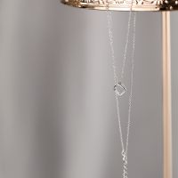 Zirkon Kristal Kalung Liontin Wanita Perak Crystal Necklace Pendant Women Silver Chain Jewelry