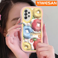 YIWESAN เคสปลอกสำหรับ Samsung Galaxy A72 4G A72 5G A73 5G 5G ลายดอกไม้3D แฟชั่นสีสันคลื่นขอบเคสโทรศัพท์แบบใสป้องกันเลนส์กล้องเคสนิ่มโปร่งใสกรอบซิลิโคนกันกระแทก