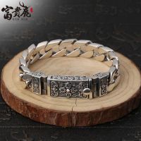 ◙¤❡  Prosperous LuJinGang pestle bracelet male s925 six words individuality swagger tide restoring ancient ways