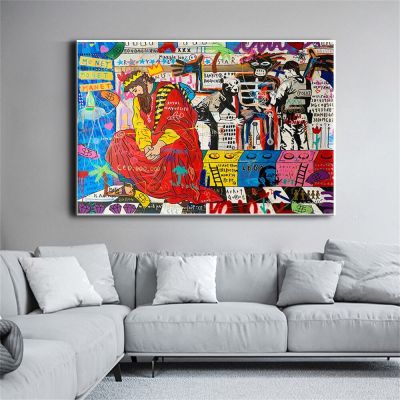 Modern Abstract Street Graffiti Pop Art Red God โปสเตอร์ภาพวาดผ้าใบพิมพ์ภาพผนังห้องนั่งเล่น Kids Room Home Decor