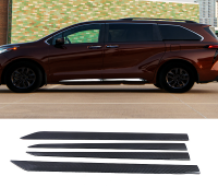 รถด้านข้างประตู Scratch Protector ด้านข้างประตู Trim Strip สำหรับ Toyota Sienna 2021 - 2022 ABS Chrome สีดำ คาร์บอนไฟเบอร์