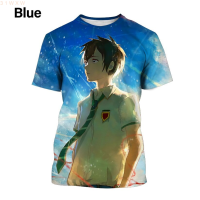 New High-definition 3D YOUR (สต็อกเพียงพอ) NAME Animation Personality Pattern Creative Round Neck T-shirt New Fashion Shirt Summer Short Sleevesคุณภาพสูง size:S-5XL