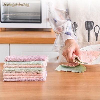 Multifunctional Coral Velvet Rag Double-side Dish Towel Hand Towels Kitchen