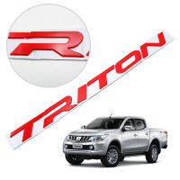 โลโก้ แปะฝากระโปรงหน้า สีแดง "TRITON" อักษรสูง 3.5cm  1ชิ้น Mitsubishi L200 Triton 4x2 4x4 มิตซูบิชิ ไทรทัน ปี 2015 - 2019 2ประตู  4ประตู