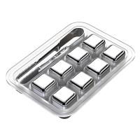 8 Pcs Stainless Steel Ice Cubes Set Frozen Ice Particles for Whiskey Wine Wine Cooling Square Party Bar Tool