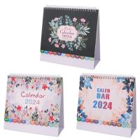 Calendar 2024 Desk Small Wall Desktop Standing Office Planner Monthly English Table Calendars Calender Paper Daily Plan