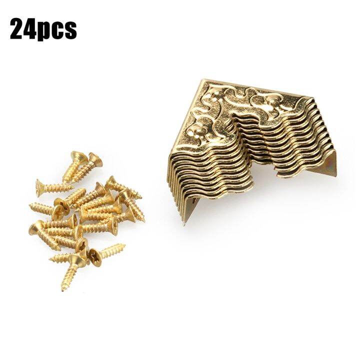 24pcs-25mm-antique-furniture-metal-crafts-jewelry-box-corner-foot-wooden-case-corner-protector-decorative-corner