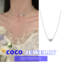 COCOJEWELRY เกาหลีสดใสคริสตัลผีเสื้อสร้อยคอสาวสวยแฟชั่นสร้อยคอเลดี้มุกสตริงเครื่องประดับของขวัญ