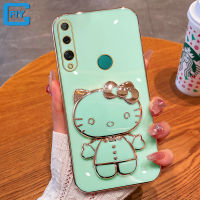 สำหรับ Huawei Y6 2019 / Huawei Y6 P / Huawei Y7 2019 / Huawei Y7 Pro 2019 / Huawei Y9 2019 / Huawei Y9 Prime 2019กรณี Electroplating แฟชั่นเคสโทรศัพท์กระจกเครื่องสำอางแมวการ์ตูนน่ารัก Bracket