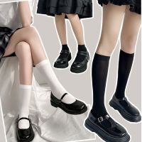 【LZ】☾◇  Jk mulher meias bonito preto branco veludo lolita meias longas cor sólida joelho alta moda kawaii cosplay meias de náilon sexy