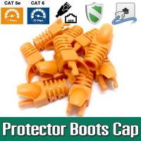 บู้ทครอบหัวแลน สีส้ม ( Orange ) Cat6 จำนวน 10 หัว 10pcs RJ45 Connector Cover For Ethernet Network Cable Cat5e Cat6 Claw Boots RJ45 Patch Cable RJ45 Cap