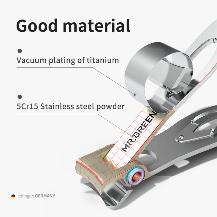 mr-greenกรรไกรตัดเล็บแถบสแตนเลสเปิดกรามเล็บเครื่องตัดเล็บมือหนาหนาเล็บเท้ายาวชุดกรรไกรตกแต่งเล็บ