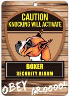 Metal Sign Knocking Will Activate Boxer Dog