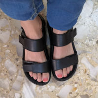 2022 Soft Leather Open Toe Platform Strappy Flat Cool Ladies Footwear Summer Fashion Causal Classic Black Chunky Women Sandals