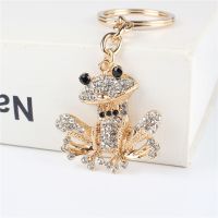 Frog Pendant Charm Rhinestone Crystal Purse Bag Keyring Key Chain Accessories Wedding Party Holder Keyfob Gift