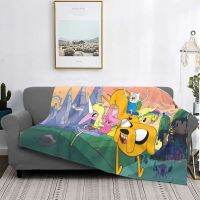 [High-end blanket] Adventure Time With Finn And Jake ผ้าห่มขนแกะพิมพ์การ์ตูนแบบพกพาน้ำหนักเบาบางโยนผ้าห่มสำหรับเตียงรถผ้าคลุมเตียง