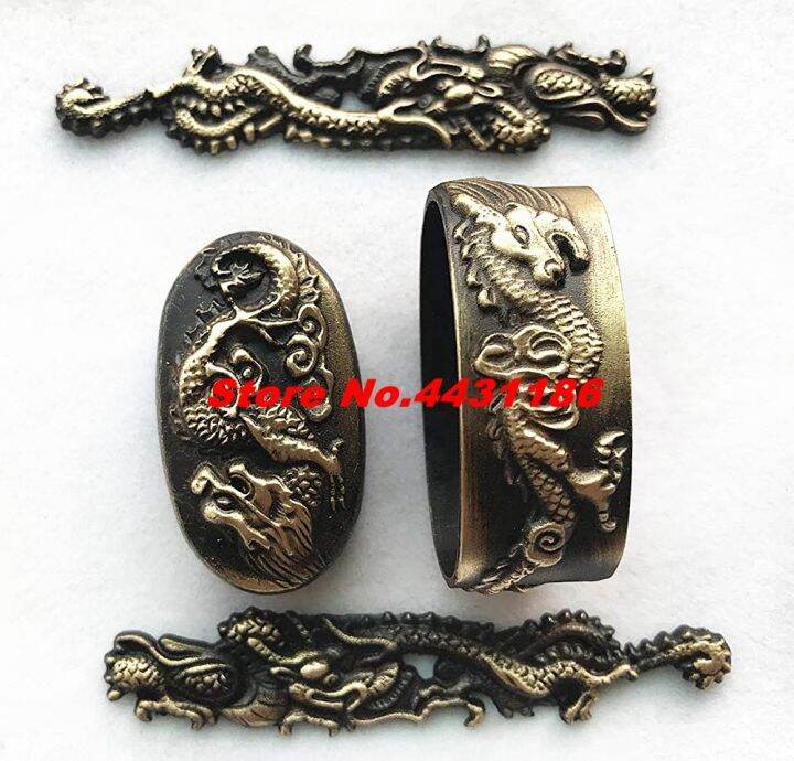 set-japanese-samurai-katana-wakizashi-tanto-sword-handle-accessory-brass-kashira-fuchi-menuki-for-tsuka-metal-diy-fittings