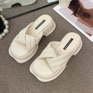 Dép bánh mỳ Fashion đế đúc, gót khuyết quai xoắn đế cao 4cm siêu thoáng FX