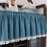 【YD】 Tassel Short Curtains Color Half-curtain for Bedroom Cabinet Dust Drapes Rod Window Valance