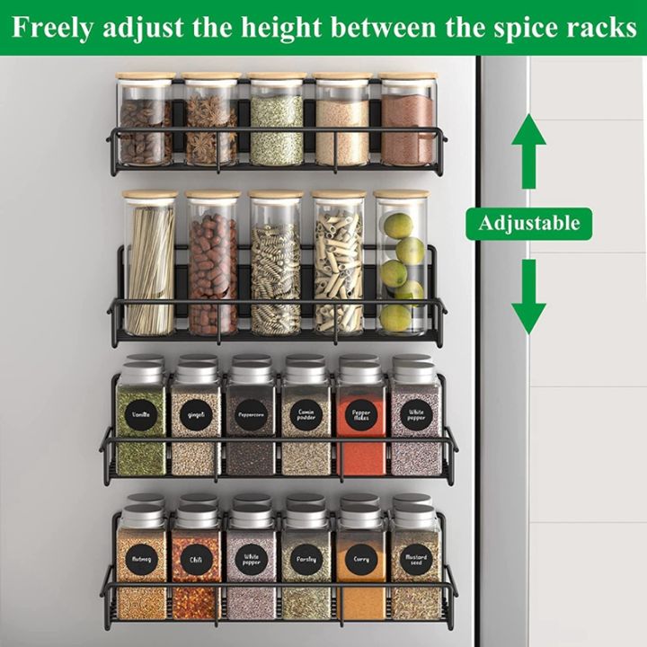 4pcs-magnetic-spice-rack-organizer-for-refrigerator-and-oven-metal-fridge-shelf-for-kitchen-black