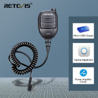 Retevis 2Pin ชาร์จไมโครโฟนไมโครโฟนลำโพงปริมาณ PTT Tangent สำหรับ Baofeng UV 5R UV 82 888S RT3S H777สำหรับ TYT