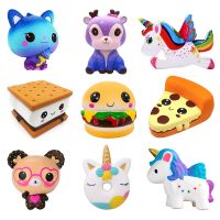 【LZ】♚  Kawaii Bear Biscuit Squeeze Squishy Jumbo Deer Unicorn Cat Slow Rising Cream Scented Stress Relieve Toys For Kid Baby