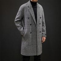 [COD] 2022 autumn and winter new mens casual windbreaker mid-length loose woolen plaid coat