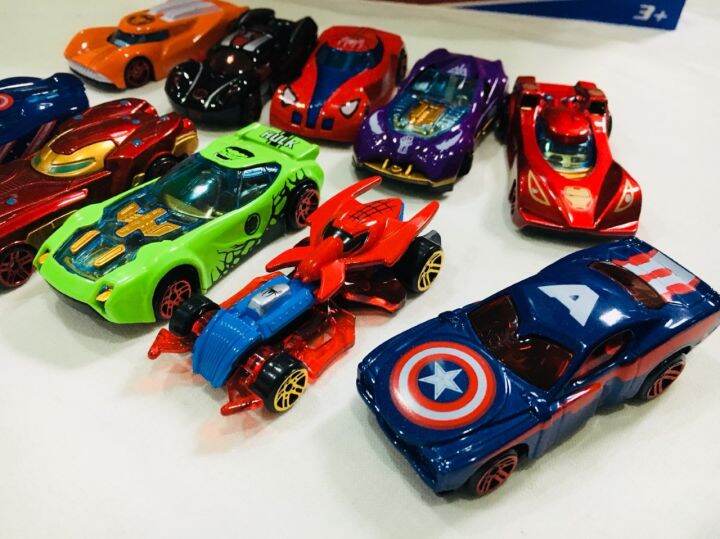 รถเหล็กอเวนเจอร์-แพ็คละ-10-คัน-คละแบบ-โมเดลรถอเวนเจอร์-car-model-avengers