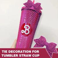 Sweet Barbie Pink Sequin Tie Decoration For Tumbler Cup Straw O8I8