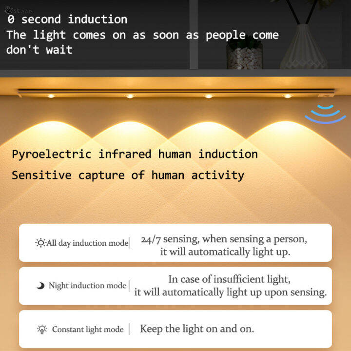 ไฟไฟ-led-กลางคืนพร้อมเซ็นเซอร์ตรวจจับการเคลื่อนไหวและแบตเตอรี่แบบชาร์จไฟได้-3โหมดแสงและการติดตั้งแม่เหล็กสำหรับตู้เสื้อผ้าทางเดินและโรงรถ