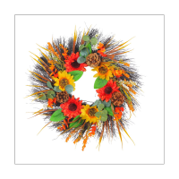 Pine Cone Sunflower Wreath Fall Decor Wreath Outdoor Wreath Front Door Decor for Porch Farmhouse Home Decor 40cm