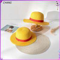 CHANG 31ซม.-35ซม สันทนาการ ผู้ชายผู้หญิง Fedora ขอบใหญ่ อุปกรณ์คอสเพลย์ หมวกฟางลูฟี่ หมวกกันแดด ชิ้นเดียวค่ะ อุปกรณ์ต่อพ่วงอะนิเมะ