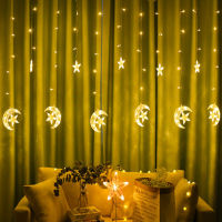 Moon Star Curtain Lamp LED Lamp String Christmas Lights Decoration Holiday Lights Curtain Lamp Wedding Neon Lantern Fairy Light