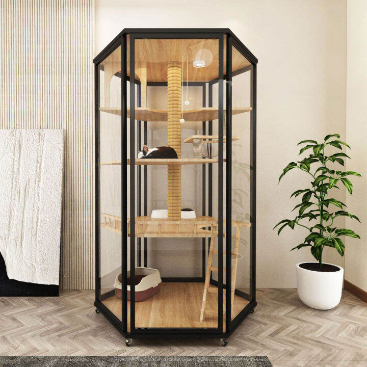 Panoramic cat villa cage glass cabin cat pet display cabinet home ...