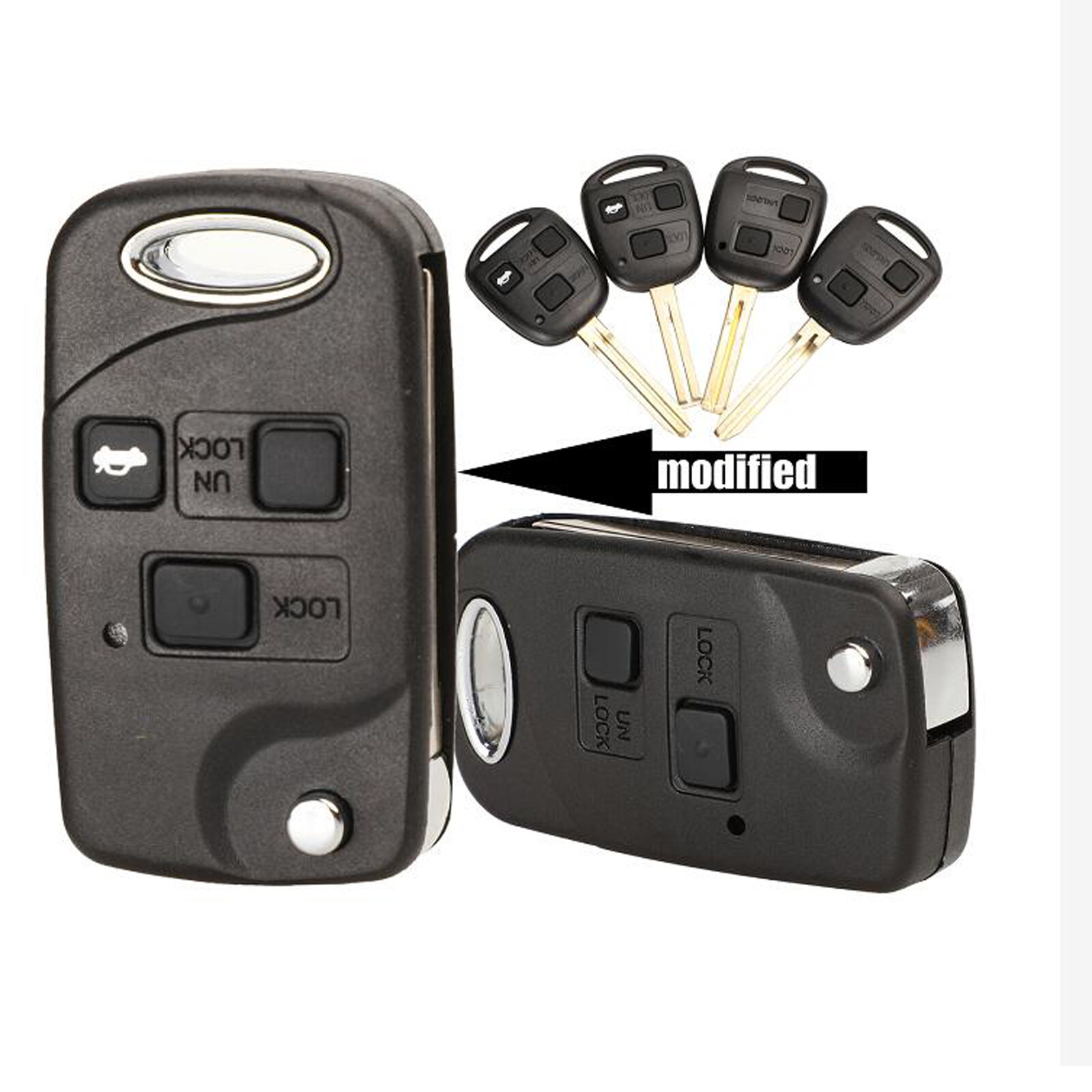 Upgraded Flip Remote Key Shell Case Fob for Toyota Yaris Carina Corolla TOY47 