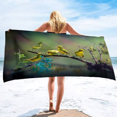 ☼ Bird Beach Towels Quick Dry Microfiber Soft and Absorbent Bath Towel Outdoor Travel Oversized Large Beach Towel for Adults Kids
