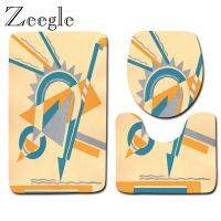 （Duoduo store)Zeegle พรมผ้าสักหลาดชุดที่รองอาบน้ำ,พรมแท่นห้องน้ำผ้าคลุมแผ่นรองที่นั่งบนชักโครกพรมเช็ดเท้าพรมเช็ดเท้าหน้าประตูห้องน้ำไม่ลื่นชุดที่รองอาบน้ำ3ชิ้น