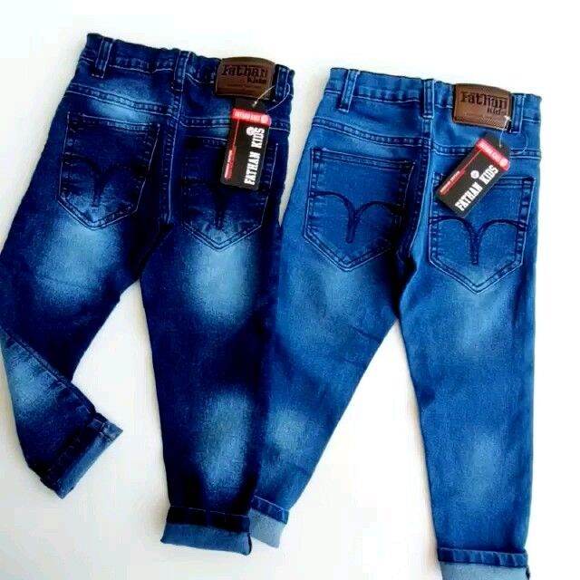 diimuu remaja anak laki laki celana jeans solid kasual pinggang elastis ringan dicuci lurus denim celana anak anak pakaian anak pakaian celana panjang