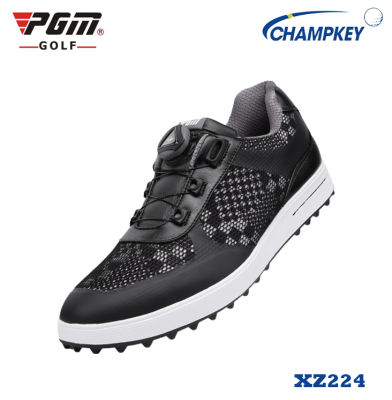Champkey รองเท้ากอล์ฟผู้ชาย PGM สีดำ (XZ224) แบบผูกเชือกอัตโนมัติ Auto Golf Shoe Size EU : 40-45