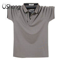 VSheng 2021 M-6XL ขนาดใหญ่เสื้อโปโลผู้ชายขนาดใหญ่รายละเอียด Letter TShirt Threadwork Cuff Lapel Tops สูงสุด135กก.