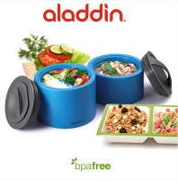 กล่องข้าวเบนโตะป้องกันการรั่วของ Aladdin BPA Free สีฟ้าขนาด0.6ลิตร