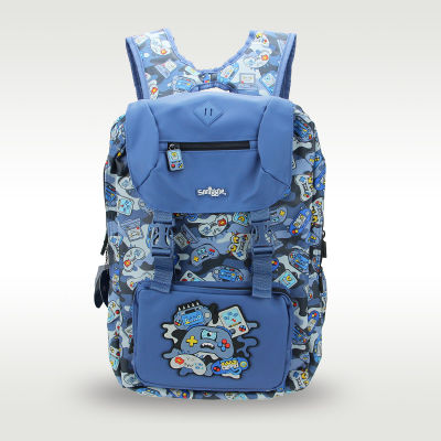 กระเป๋านักเรียนสำหรับเด็กผู้ชายสีน้ำเงินอุปกรณ์การเรียนความจุเยอะโรงเรียน18นิ้ว10-15ปี