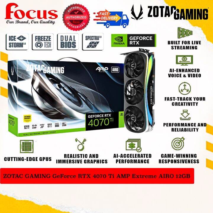 ZOTAC GAMING GeForce RTX 4070 Ti AMP Extreme AIRO 12GB GDDR6X [ZT ...