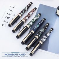 ใหม่ HongDian วาดมือ Fountain ปากกา Blue Magpie Nib Fountain-ปากกาของขวัญสำนักงานธุรกิจเขียนเครื่องเขียน Supply-jica