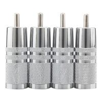 OR11R 4Pcs RCA Rhodium Plug 8mm Cable Audio Phono Copper Connector HiFi AV Cable Connector Set